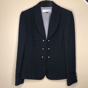 Tahari Military style navy blue and black blazer